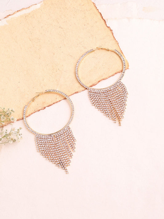 SILVER PLATED PARTY DESIGNER STONE DROP EARRING FOR WOMEN