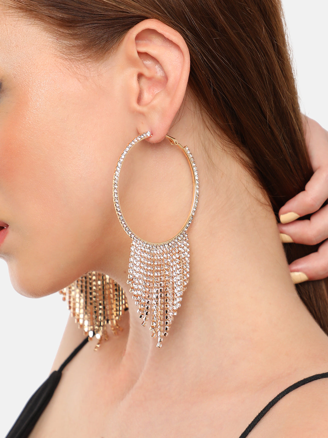 SILVER PLATED PARTY DESIGNER STONE DROP EARRING FOR WOMEN