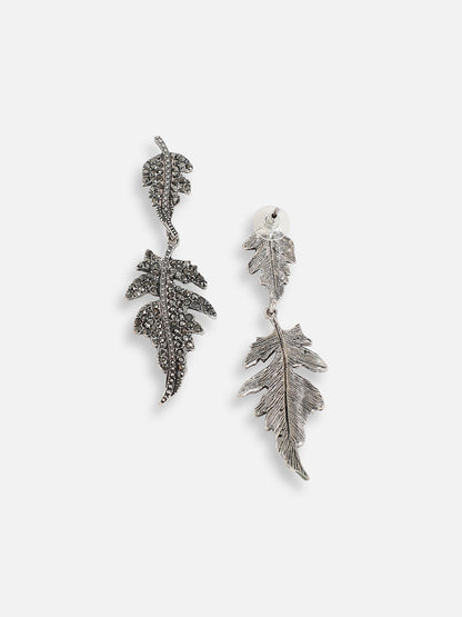 SILVER PLATED PARTY DESIGNER STONE DROP EARRING FOR WOMEN