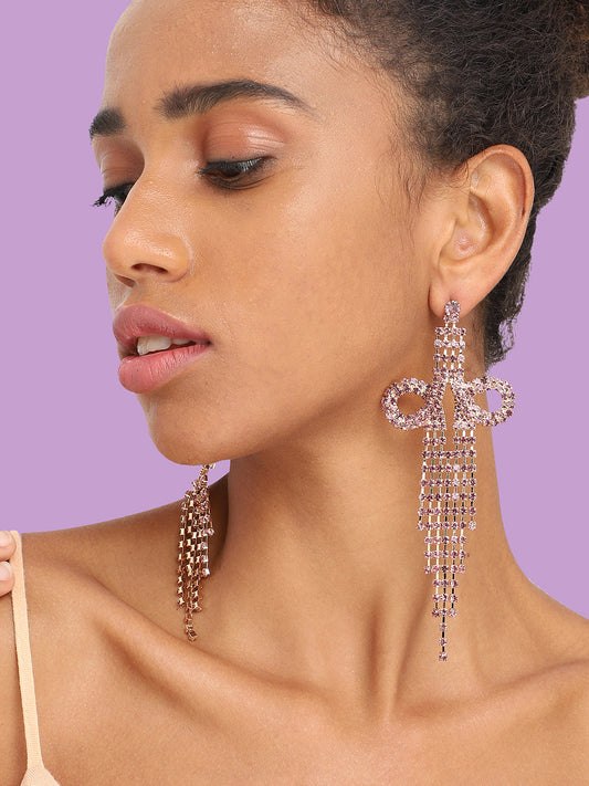 GOLD PLATED PARTY DESIGNER STONE DROP EARRING FOR WOMEN