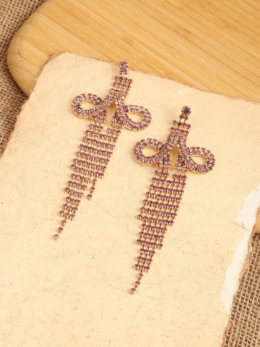 GOLD PLATED PARTY DESIGNER STONE DROP EARRING FOR WOMEN