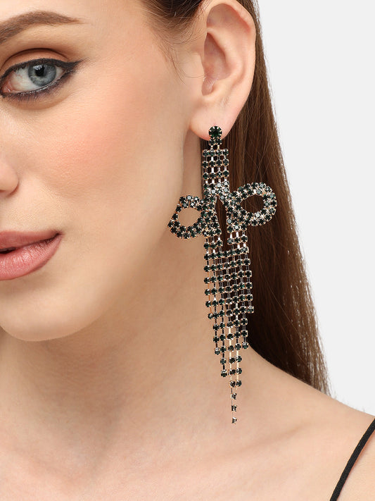 GOLD PLATED PARTY DESIGNER STONE DROP EARRING FOR WOMEN