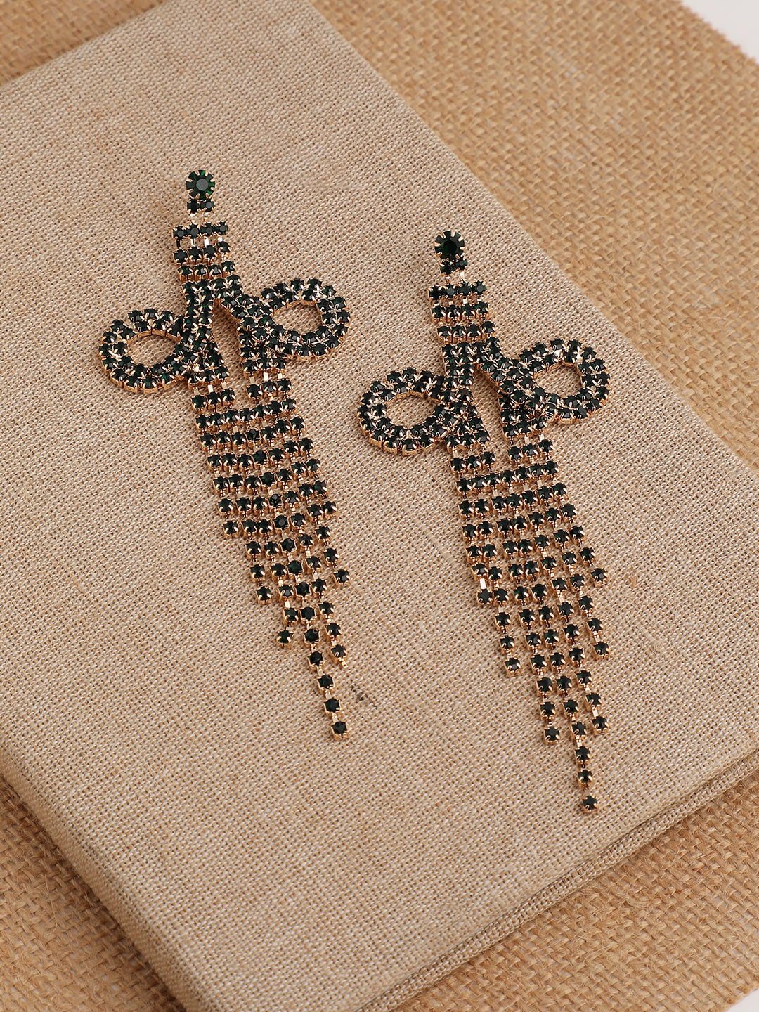 GOLD PLATED PARTY DESIGNER STONE DROP EARRING FOR WOMEN