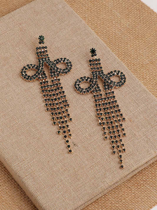 GOLD PLATED PARTY DESIGNER STONE DROP EARRING FOR WOMEN