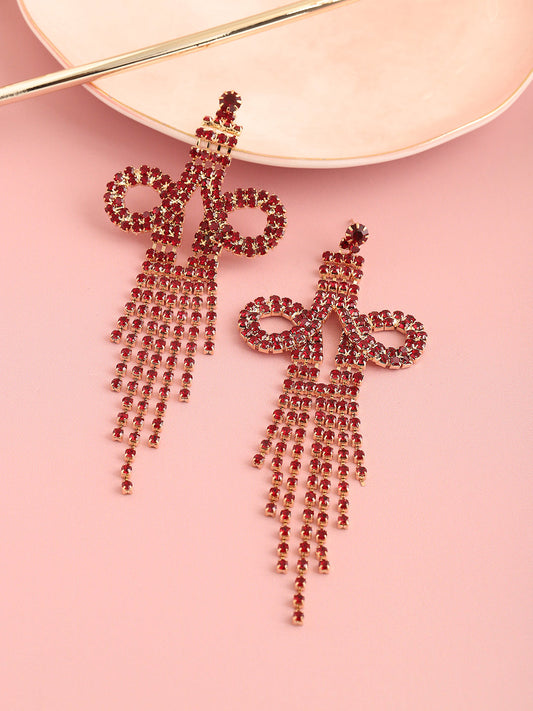 GOLD PLATED PARTY DESIGNER STONE DROP EARRING FOR WOMEN
