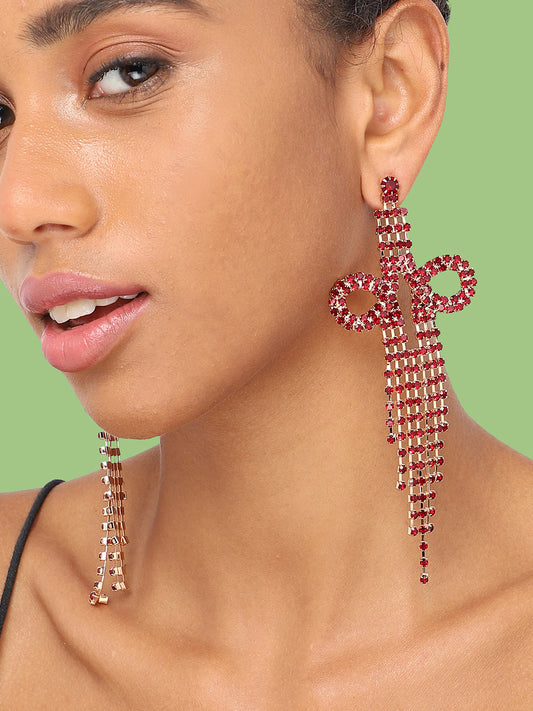 GOLD PLATED PARTY DESIGNER STONE DROP EARRING FOR WOMEN