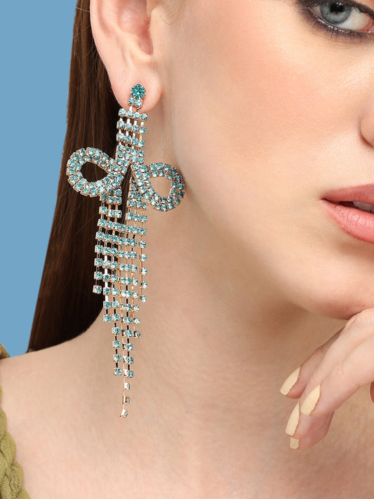 GOLD PLATED PARTY DESIGNER STONE DROP EARRING FOR WOMEN