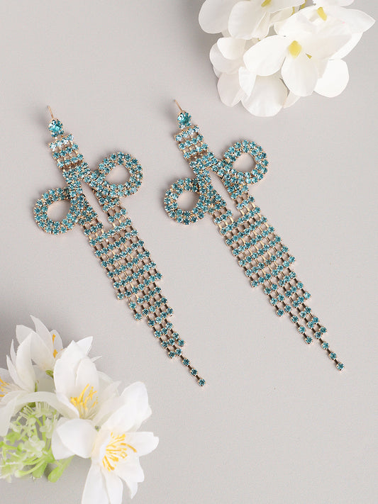GOLD PLATED PARTY DESIGNER STONE DROP EARRING FOR WOMEN