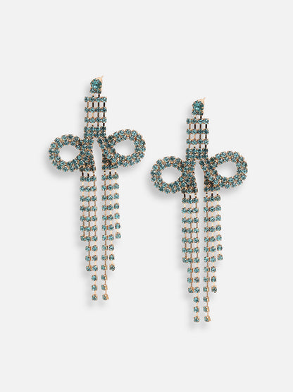 GOLD PLATED PARTY DESIGNER STONE DROP EARRING FOR WOMEN