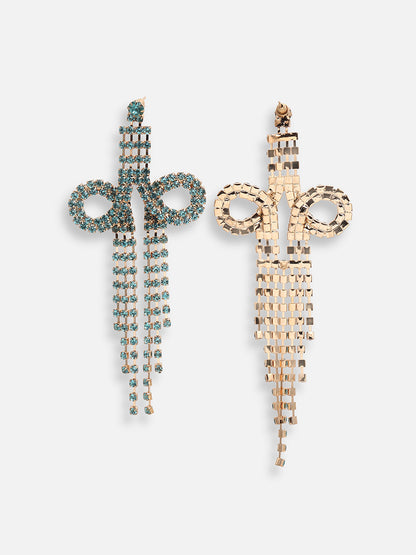 GOLD PLATED PARTY DESIGNER STONE DROP EARRING FOR WOMEN