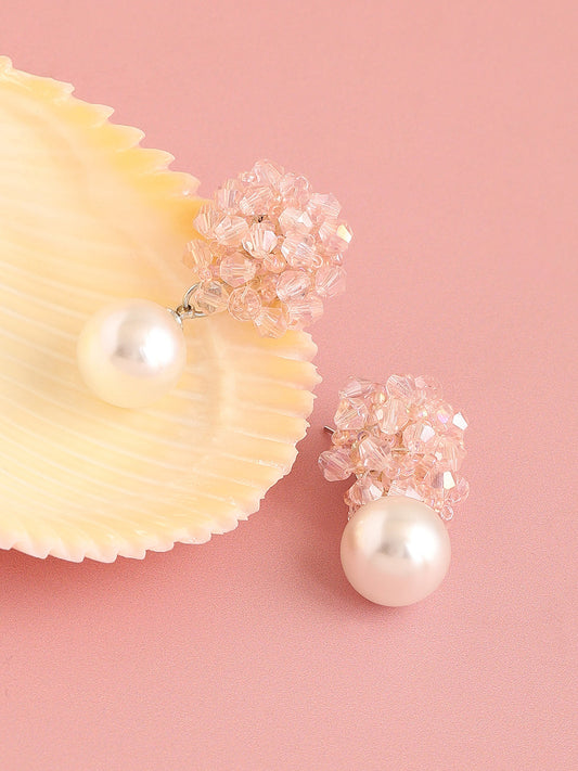 GOLD PLATED PARTY DESIGNER STONE DROP EARRING FOR WOMEN