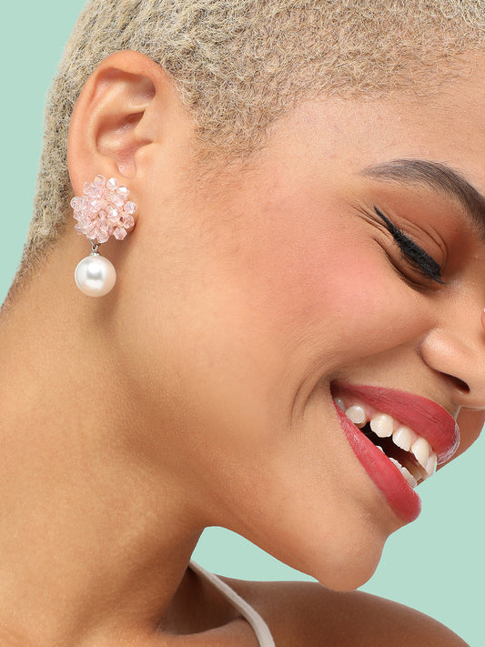 GOLD PLATED PARTY DESIGNER STONE DROP EARRING FOR WOMEN
