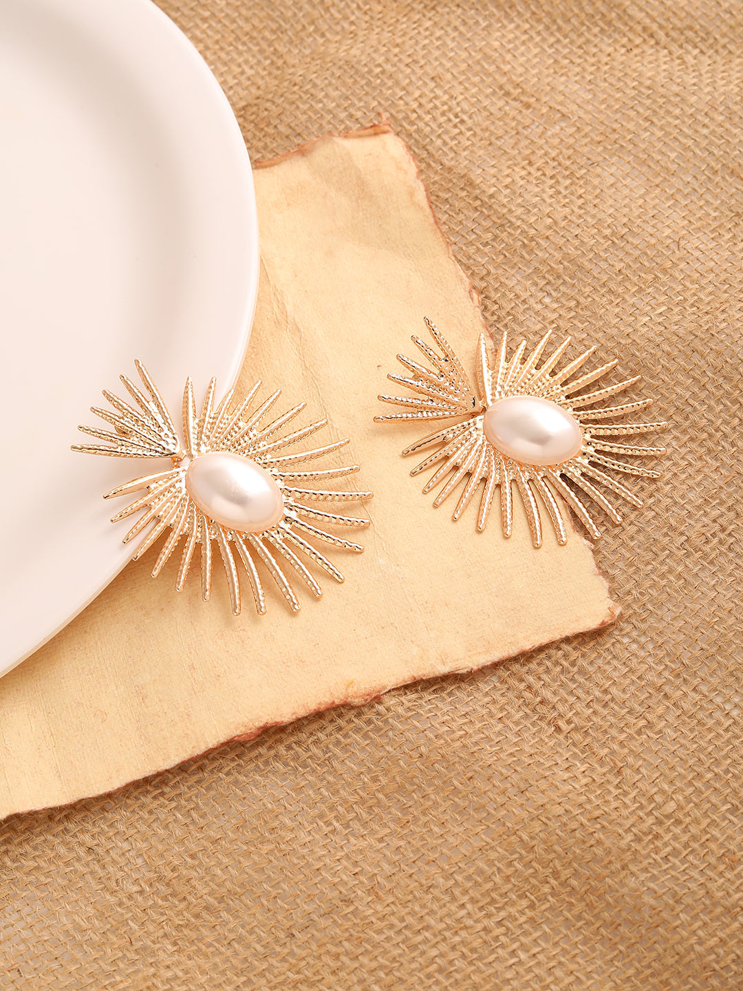 GOLD PLATED PARTY DESIGNER STONE DROP EARRING FOR WOMEN