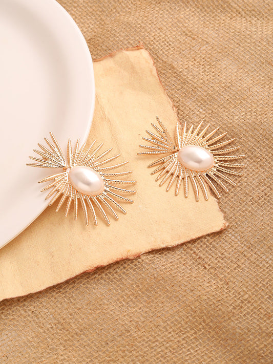 GOLD PLATED PARTY DESIGNER STONE DROP EARRING FOR WOMEN