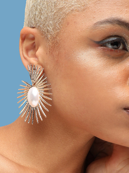 GOLD PLATED PARTY DESIGNER STONE DROP EARRING FOR WOMEN