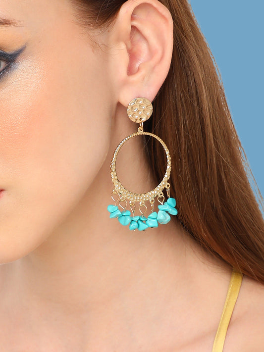 GOLD PLATED PARTY DESIGNER STONE DROP EARRING FOR WOMEN