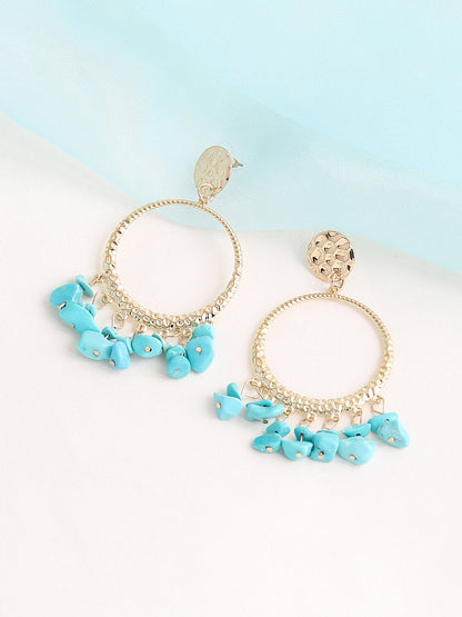 GOLD PLATED PARTY DESIGNER STONE DROP EARRING FOR WOMEN