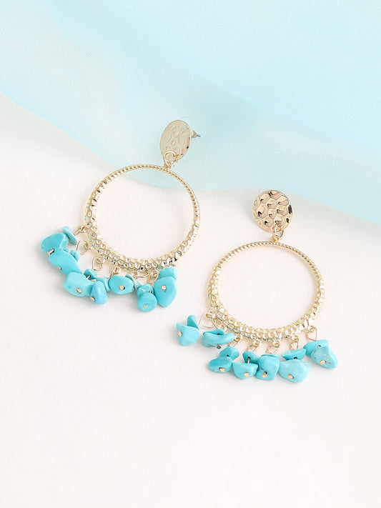 GOLD PLATED PARTY DESIGNER STONE DROP EARRING FOR WOMEN