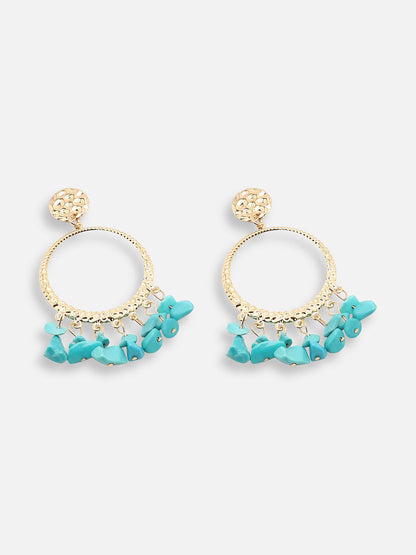 GOLD PLATED PARTY DESIGNER STONE DROP EARRING FOR WOMEN
