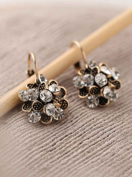 GOLD PLATED PARTY DESIGNER STONE DROP EARRING FOR WOMEN