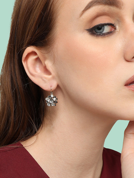 GOLD PLATED PARTY DESIGNER STONE DROP EARRING FOR WOMEN