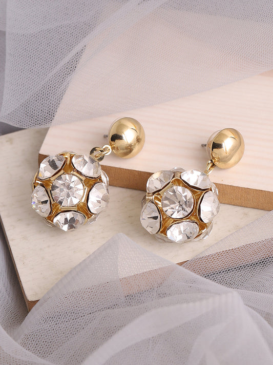 GOLD PLATED PARTY DESIGNER STONE DROP EARRING FOR WOMEN