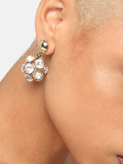 GOLD PLATED PARTY DESIGNER STONE DROP EARRING FOR WOMEN