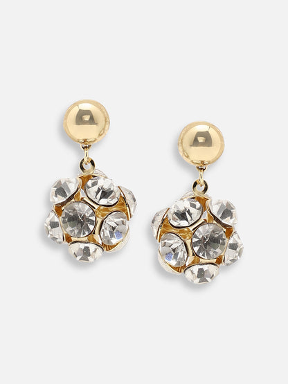 GOLD PLATED PARTY DESIGNER STONE DROP EARRING FOR WOMEN