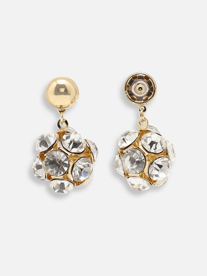 GOLD PLATED PARTY DESIGNER STONE DROP EARRING FOR WOMEN