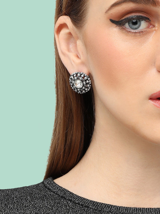GOLD PLATED PARTY DESIGNER STONE DROP EARRING FOR WOMEN