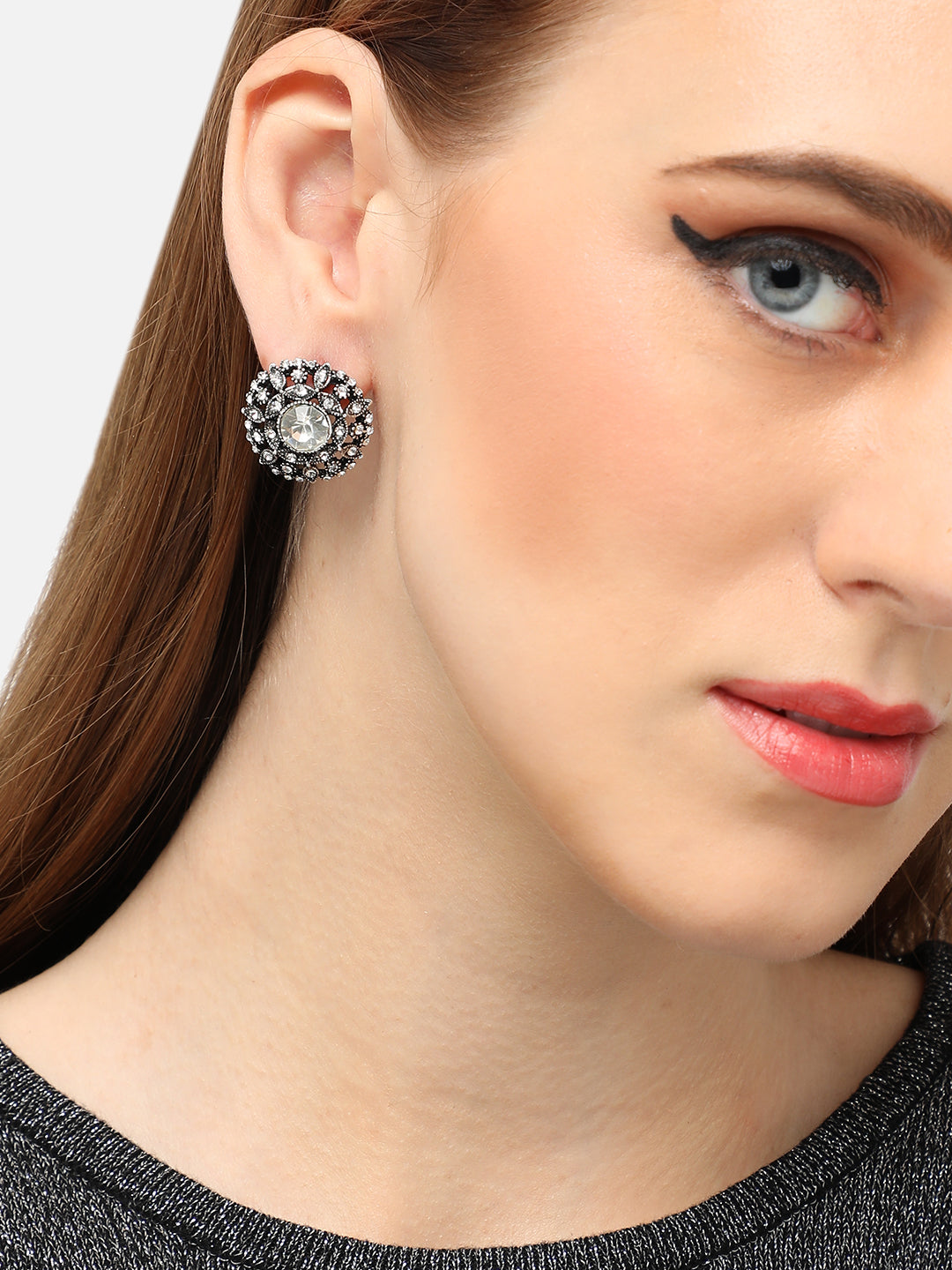 GOLD PLATED PARTY DESIGNER STONE DROP EARRING FOR WOMEN