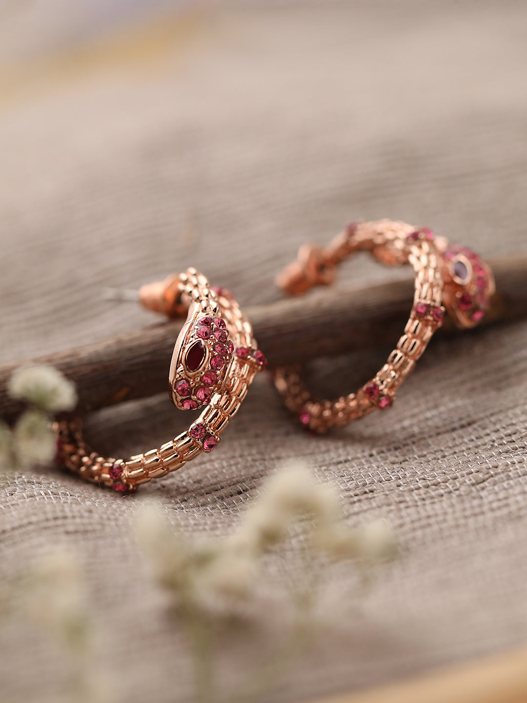 GOLD PLATED PARTY DESIGNER STONE HOOP EARRING FOR WOMEN