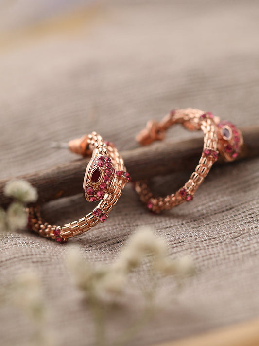 GOLD PLATED PARTY DESIGNER STONE HOOP EARRING FOR WOMEN