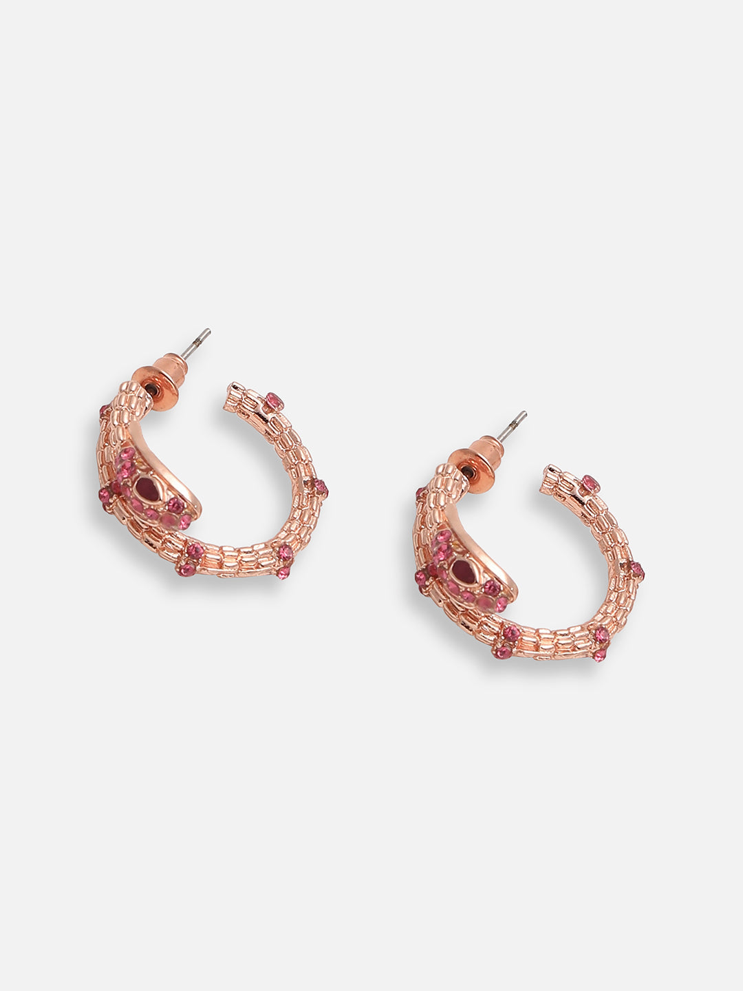 GOLD PLATED PARTY DESIGNER STONE HOOP EARRING FOR WOMEN