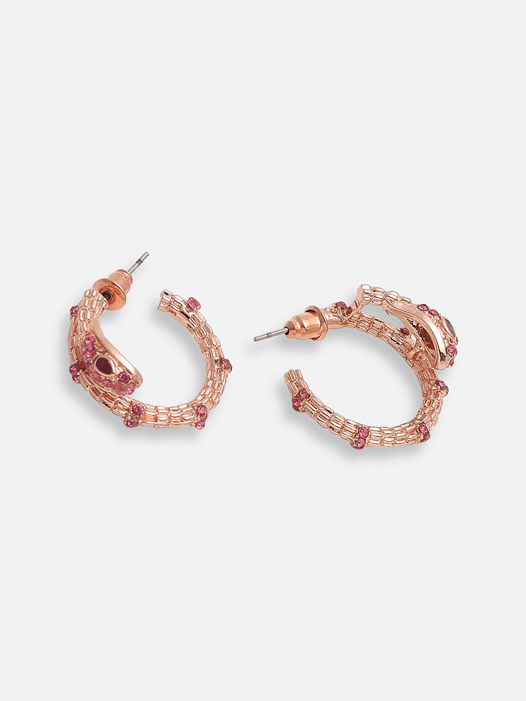 GOLD PLATED PARTY DESIGNER STONE HOOP EARRING FOR WOMEN