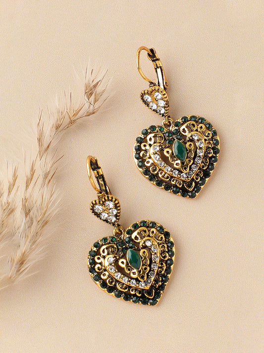 GOLD PLATED PARTY DESIGNER STONE DROP EARRING FOR WOMEN