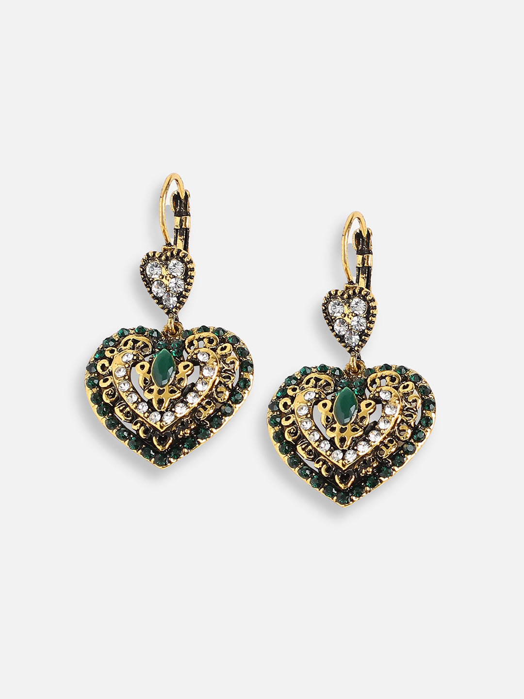 GOLD PLATED PARTY DESIGNER STONE DROP EARRING FOR WOMEN