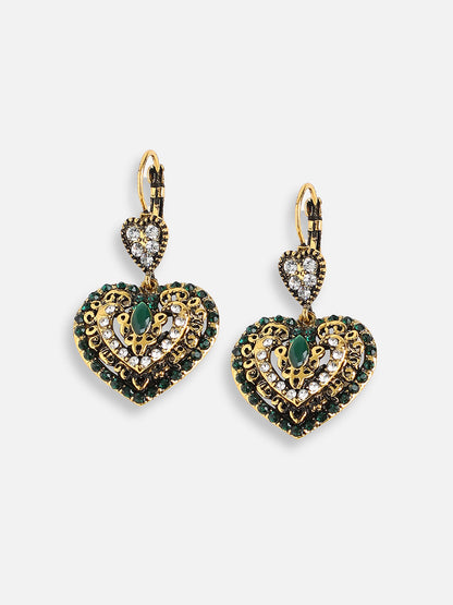 GOLD PLATED PARTY DESIGNER STONE DROP EARRING FOR WOMEN