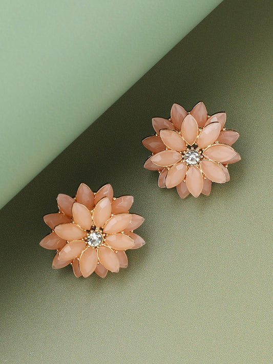 GOLD PLATED PARTY DESIGNER STONE STUD FOR WOMEN