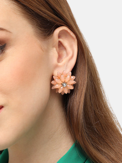 GOLD PLATED PARTY DESIGNER STONE STUD FOR WOMEN