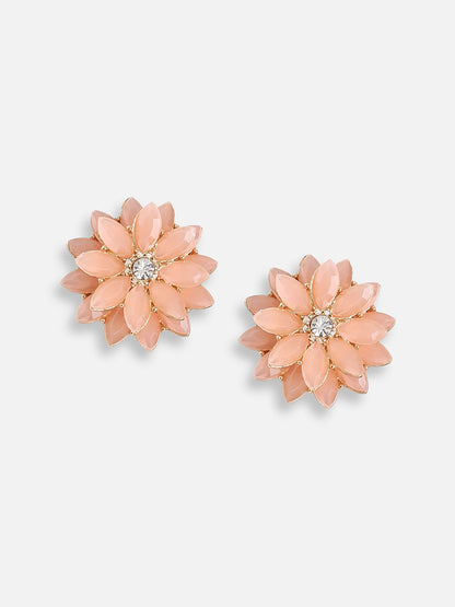 GOLD PLATED PARTY DESIGNER STONE STUD FOR WOMEN