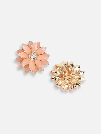 GOLD PLATED PARTY DESIGNER STONE STUD FOR WOMEN