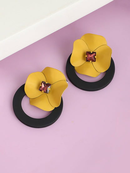GOLD PLATED PARTY DESIGNER STONE DROP EARRING FOR WOMEN