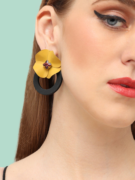 GOLD PLATED PARTY DESIGNER STONE DROP EARRING FOR WOMEN