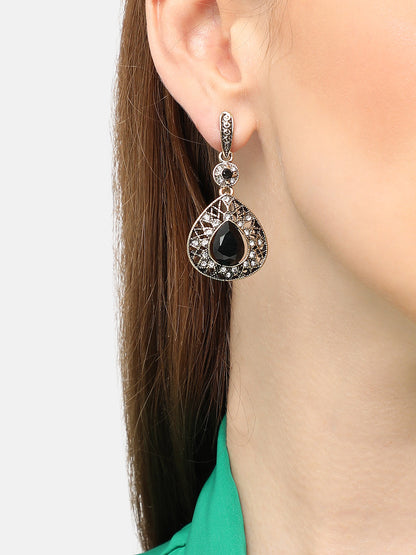GOLD PLATED PARTY DESIGNER STONE DROP EARRING FOR WOMEN