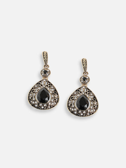 GOLD PLATED PARTY DESIGNER STONE DROP EARRING FOR WOMEN