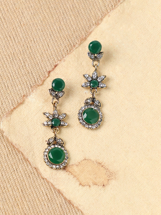 GOLD PLATED PARTY DESIGNER STONE DROP EARRING FOR WOMEN