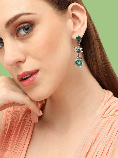 GOLD PLATED PARTY DESIGNER STONE DROP EARRING FOR WOMEN