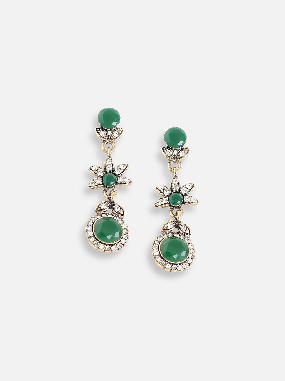 GOLD PLATED PARTY DESIGNER STONE DROP EARRING FOR WOMEN