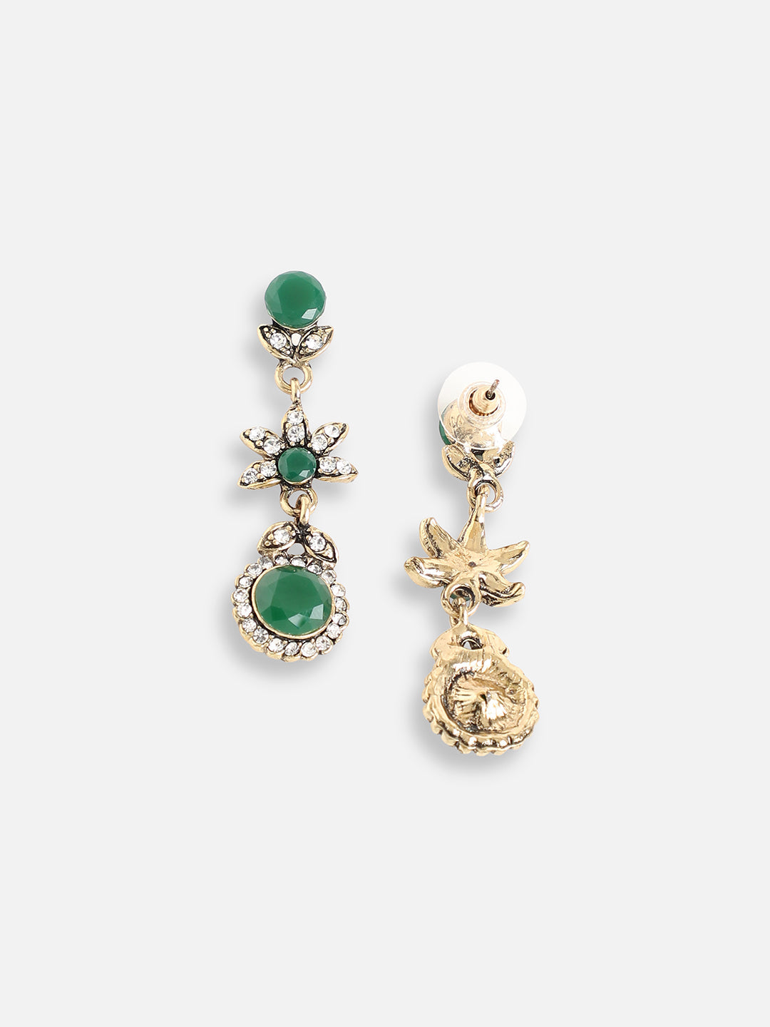 GOLD PLATED PARTY DESIGNER STONE DROP EARRING FOR WOMEN